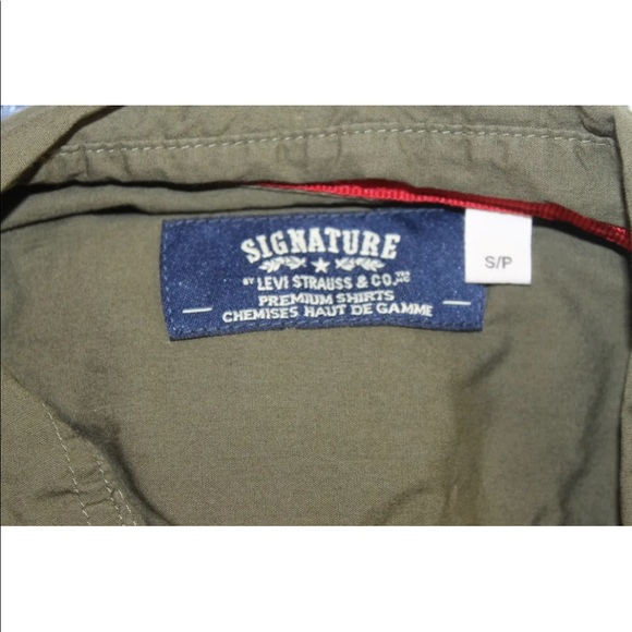 Signature 53 Levis Men Military Green Long Sleeve Shirt Polo Small 100% Cotton - Picture 13 of 13